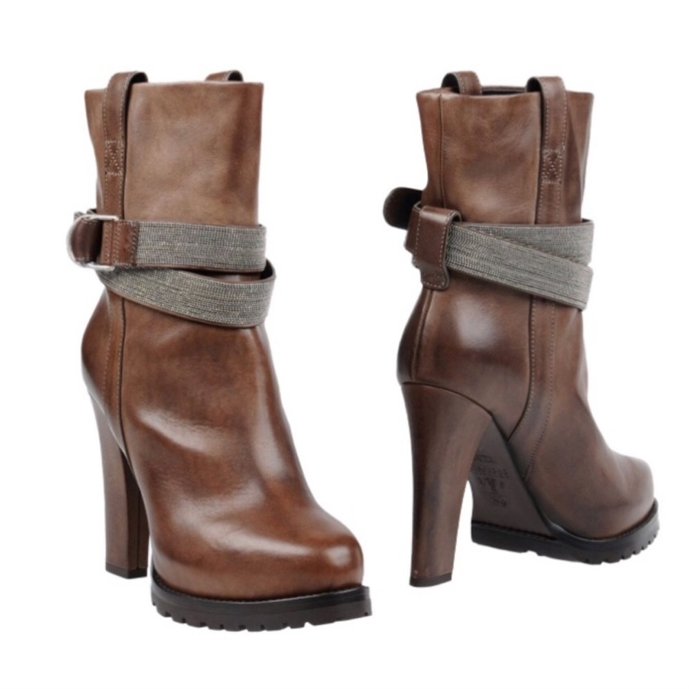 Brunello Cucinelli calfskin boot and monilli strap